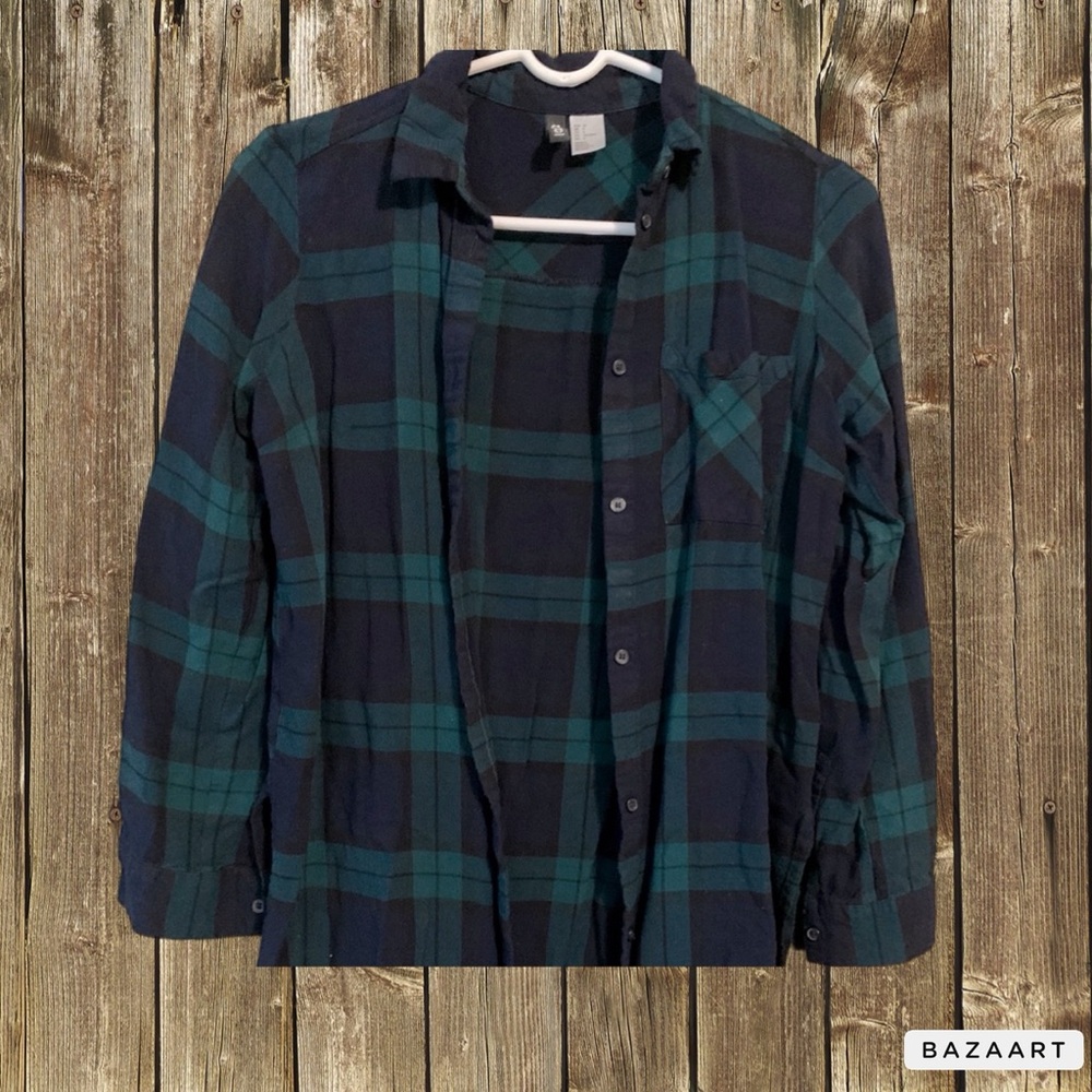 Divided by H&M Blue and green plaid shirt